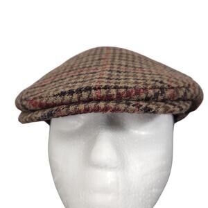 VTG STETSON Mens Hat Plaid Harris Tweed Newsboy Driver Golf Classic Wool Sz M